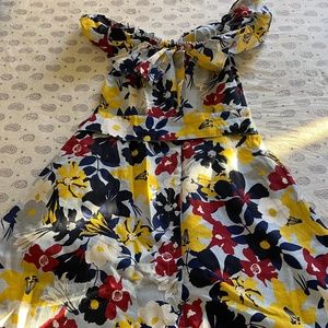 Zara off shoulder floral print button down dress